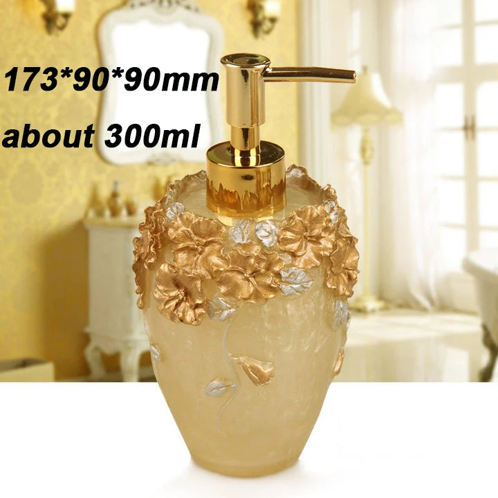 Dispenser de sabão recarregável com bomba 3D – Flor de jardim – Garrafa de resina para sabonete ou desinfetante – Design clássico para cozinha e banheiro
