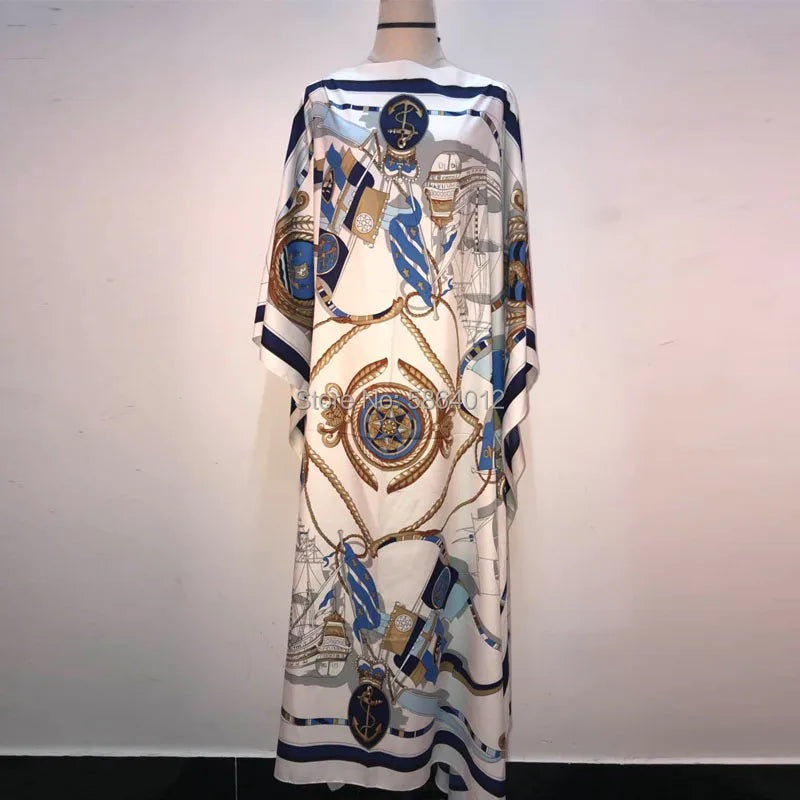 Vestidos impressos para as mulheres 2021 design de moda solto vestido batwing maxi longo femme vestidos de verão outono festa elegante vestido