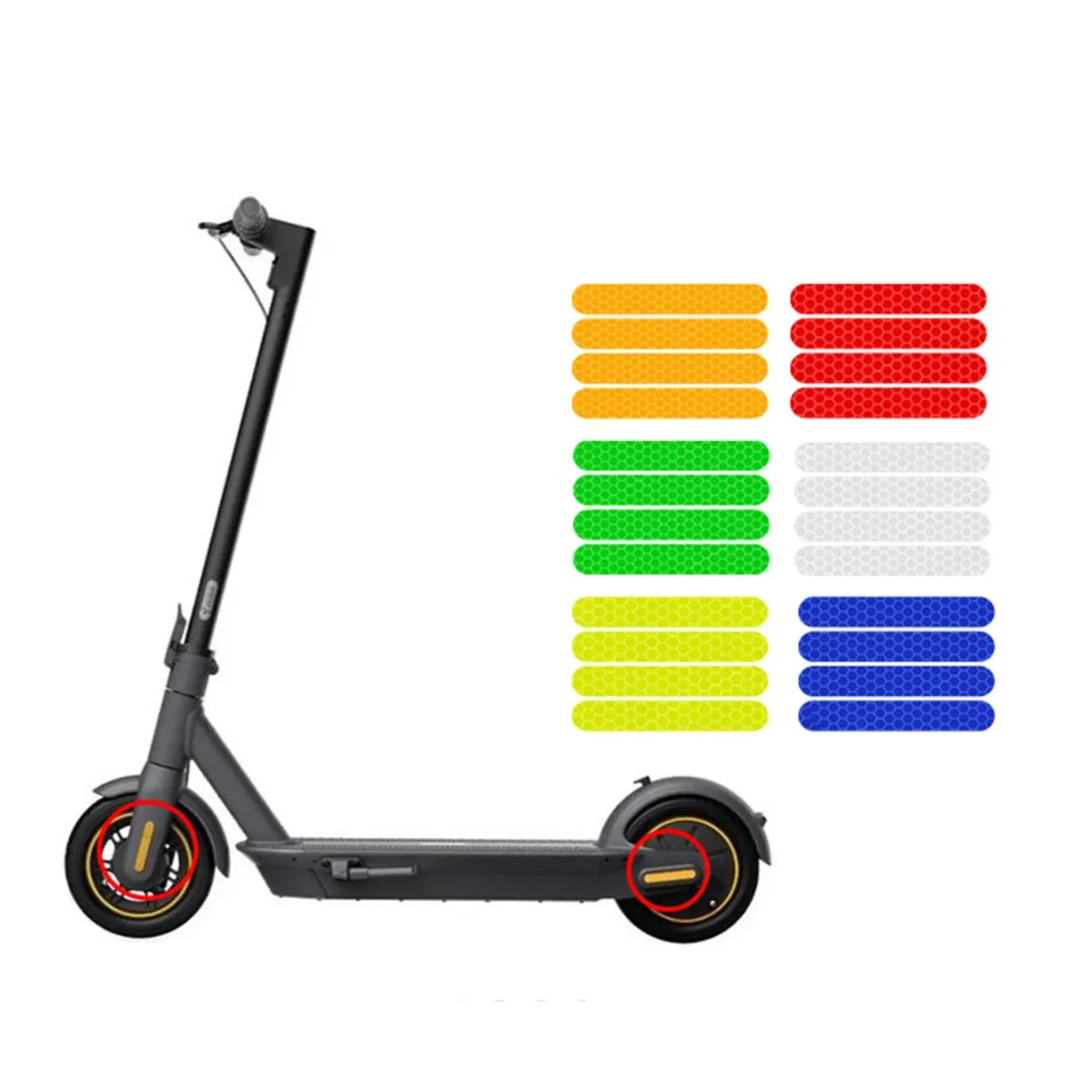Adesivos refletivos para scooter elétrica, adesivos de segurança noturna, acessórios para scooter, adesivos de segurança noturna, acessórios para scooter