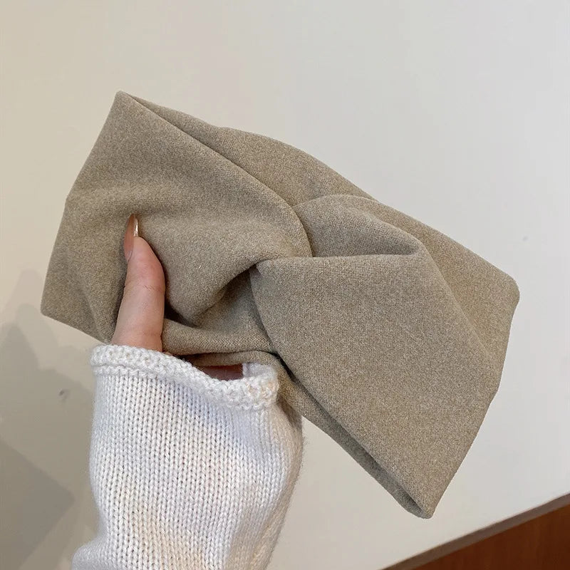 Borda larga das mulheres Cross Stretch Fabric Headband, Capacete da menina, Turbante, Bandagem, Acessórios de cabelo, Headwear, Outono, Inverno, Moda