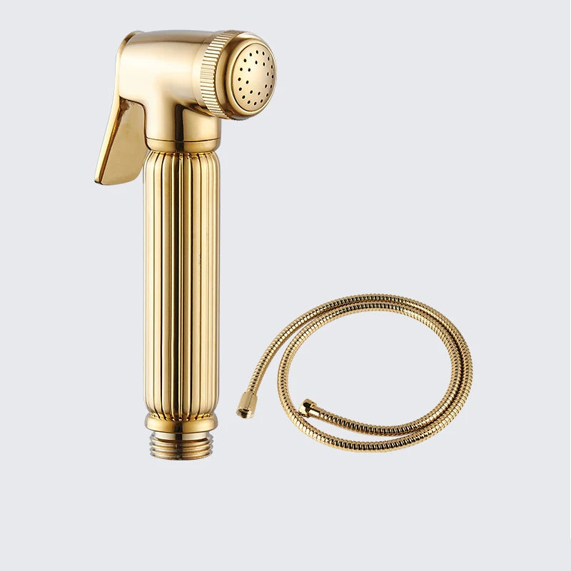 Pulverizador de bidê para banheiro, torneiras de bidê, spray de mão, conjunto de bidê de latão, pulverizador de bidê, chuveiro de auto limpeza dourado