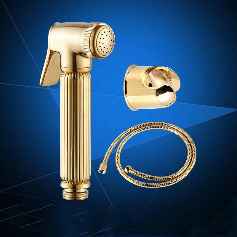 Pulverizador de bidê para banheiro, torneiras de bidê, spray de mão, conjunto de bidê de latão, pulverizador de bidê, chuveiro de auto limpeza dourado