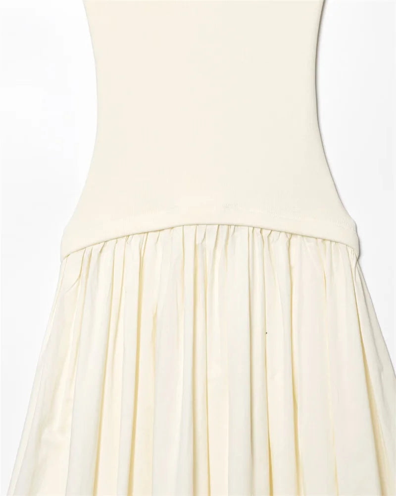 Vestido feminino novo verão 2025 branco halterneck painéis vestido sexy fora do ombro design elegante temperamento personalidade