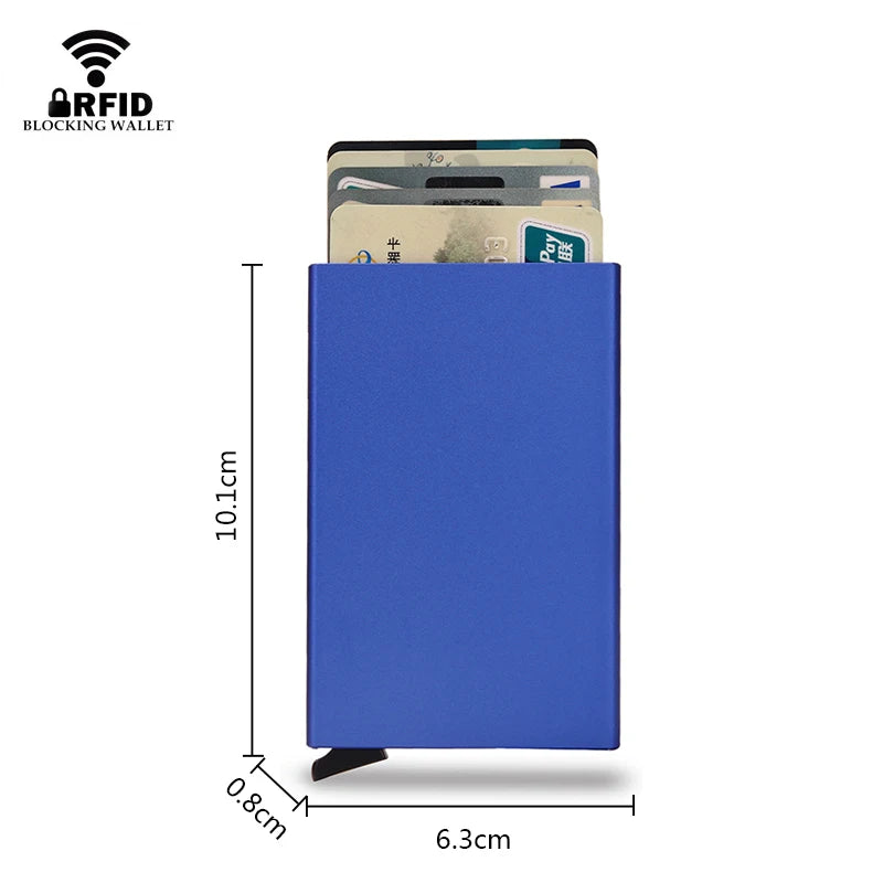 Rfid carteira inteligente titular do cartão de metal fino homens mulheres carteiras pop up minimalista carteira pequena bolsa preta valete walets para homem