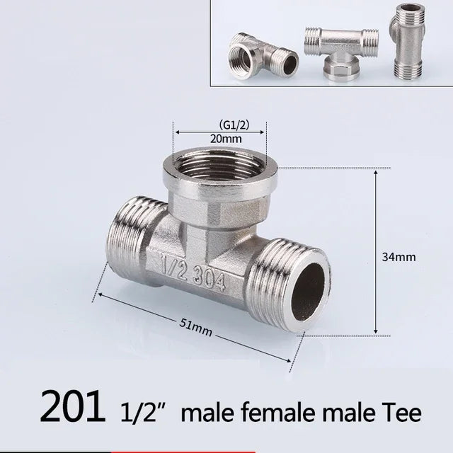 1/2 3/4 bsp rosca macho fêmea tipo t reduzindo cotovelo de aço inoxidável adaptador de junta tampa plug acoplador acessórios de encanamento
