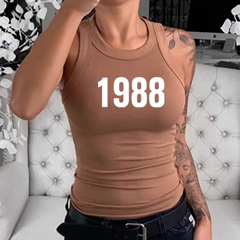 Tendências da moda americana simples impressão digital colete top verão