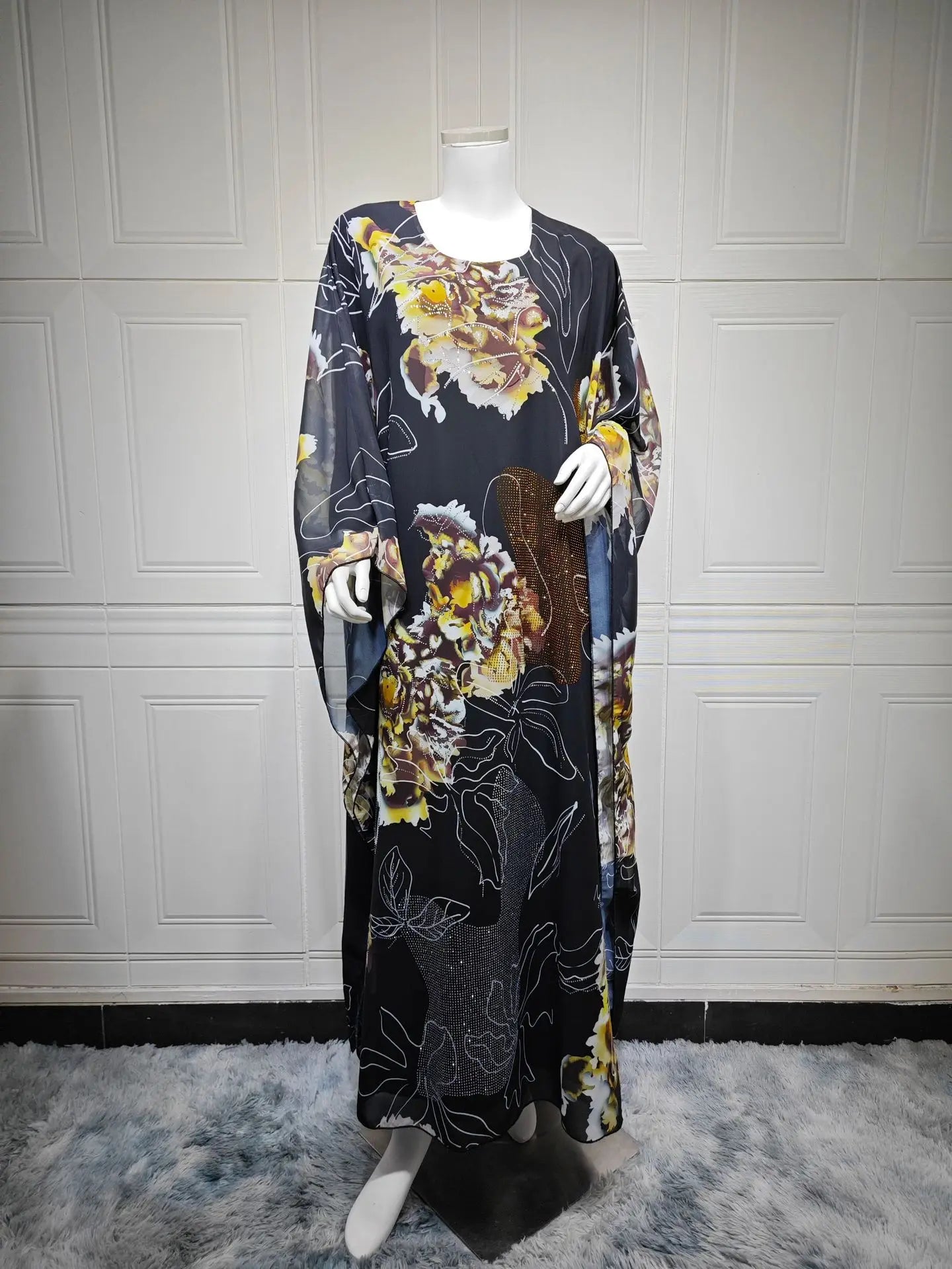 Vestido muçulmano para mulheres chiffon diamante festa abaya vestidos árabe longo robe marrocos dubai kaftan vestidos jalabiya ramadan eid