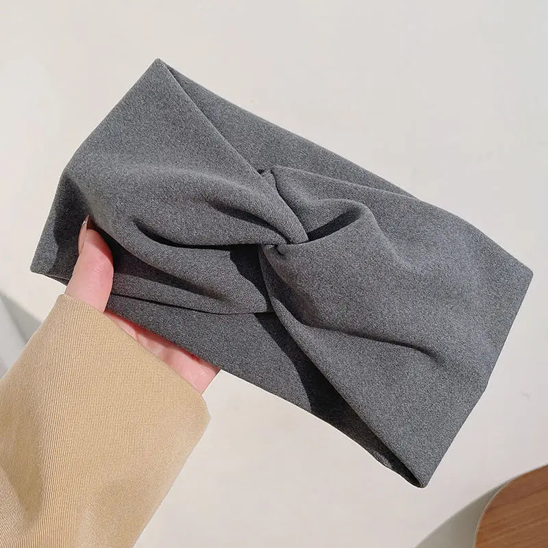 Borda larga das mulheres Cross Stretch Fabric Headband, Capacete da menina, Turbante, Bandagem, Acessórios de cabelo, Headwear, Outono, Inverno, Moda