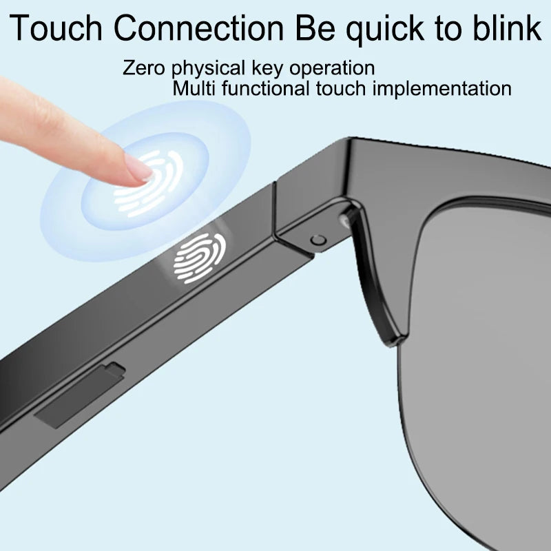 Óculos inteligentes sem fio bluetooth óculos de sol microfone embutido alto-falantes toque & assistente de voz vidro compatível para homens