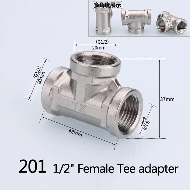 1/2 3/4 bsp rosca macho fêmea tipo t reduzindo cotovelo de aço inoxidável adaptador de junta tampa plug acoplador acessórios de encanamento