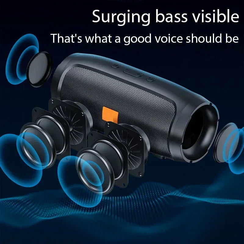 Subwoofer portátil alto-falantes bluetooth ao ar livre estéreo surround à prova dwireless água caixa de som sem fio suporte rádio fm cartão tf