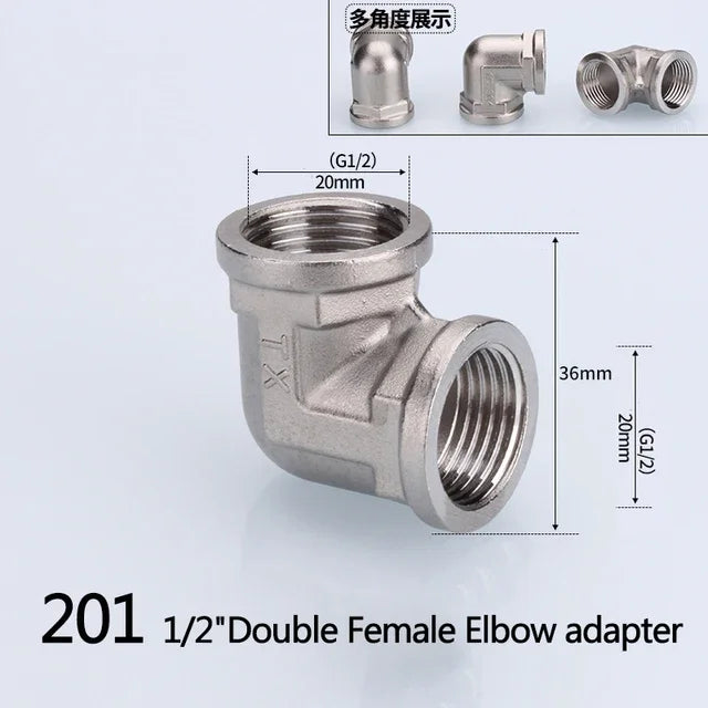 1/2 3/4 bsp rosca macho fêmea tipo t reduzindo cotovelo de aço inoxidável adaptador de junta tampa plug acoplador acessórios de encanamento