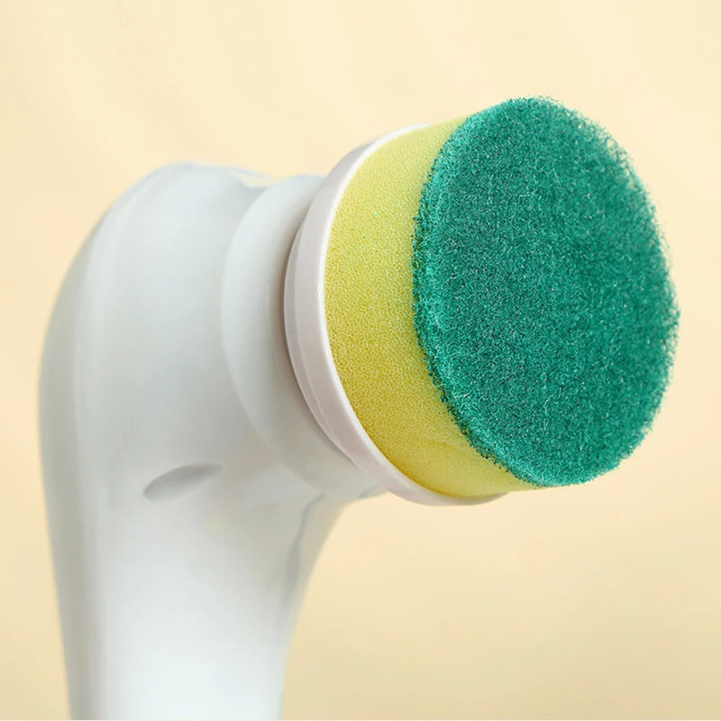 Escova de limpeza multifuncional branca – 5 cabeças intercambiáveis – Escova elétrica para casa, cozinha e banheiro