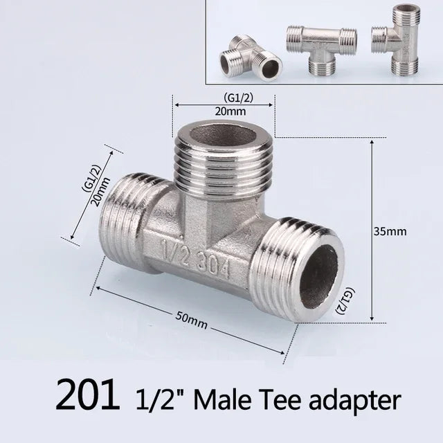 1/2 3/4 bsp rosca macho fêmea tipo t reduzindo cotovelo de aço inoxidável adaptador de junta tampa plug acoplador acessórios de encanamento