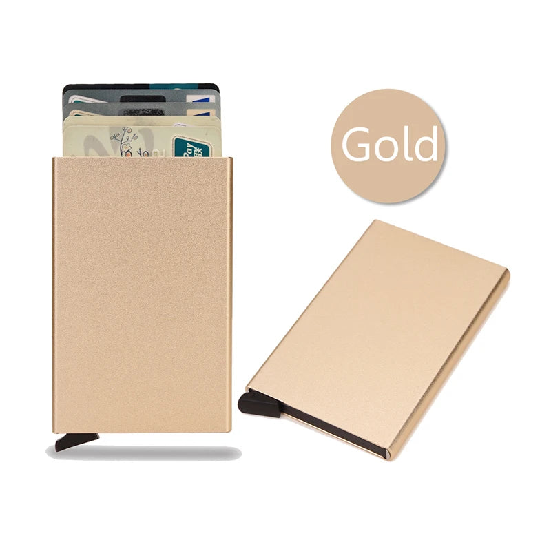 Rfid carteira inteligente titular do cartão de metal fino homens mulheres carteiras pop up minimalista carteira pequena bolsa preta valete walets para homem