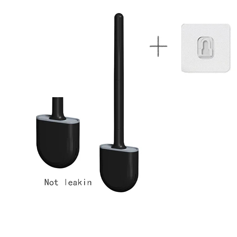 Escova de banheiro de silicone suspensa – Cabo longo e flexível – Escova de limpeza com suporte de secagem rápida – Acessório prático para banheiro