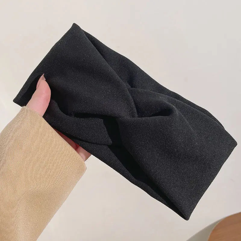 Borda larga das mulheres Cross Stretch Fabric Headband, Capacete da menina, Turbante, Bandagem, Acessórios de cabelo, Headwear, Outono, Inverno, Moda