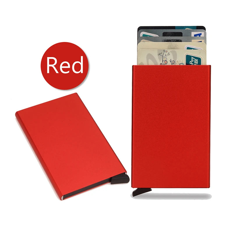 Rfid carteira inteligente titular do cartão de metal fino homens mulheres carteiras pop up minimalista carteira pequena bolsa preta valete walets para homem