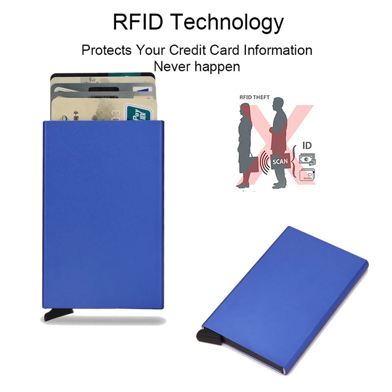 Rfid carteira inteligente titular do cartão de metal fino homens mulheres carteiras pop up minimalista carteira pequena bolsa preta valete walets para homem