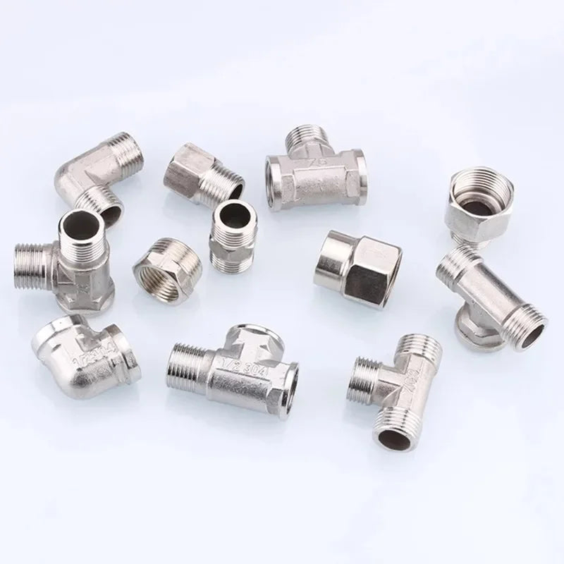 1/2 3/4 bsp rosca macho fêmea tipo t reduzindo cotovelo de aço inoxidável adaptador de junta tampa plug acoplador acessórios de encanamento