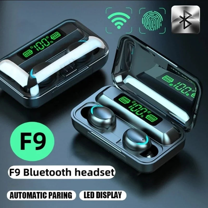 TWS F9-5 Fones De Ouvido Bluetooth com Microfone, Fones De Ouvido Sem Fio, Estéreo HiFi, Fones De Ouvido Esportivos, Headset, Aparelhos Auditivos, Handfree