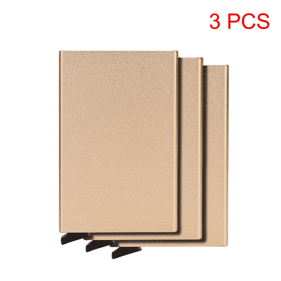 Rfid carteira inteligente titular do cartão de metal fino homens mulheres carteiras pop up minimalista carteira pequena bolsa preta valete walets para homem