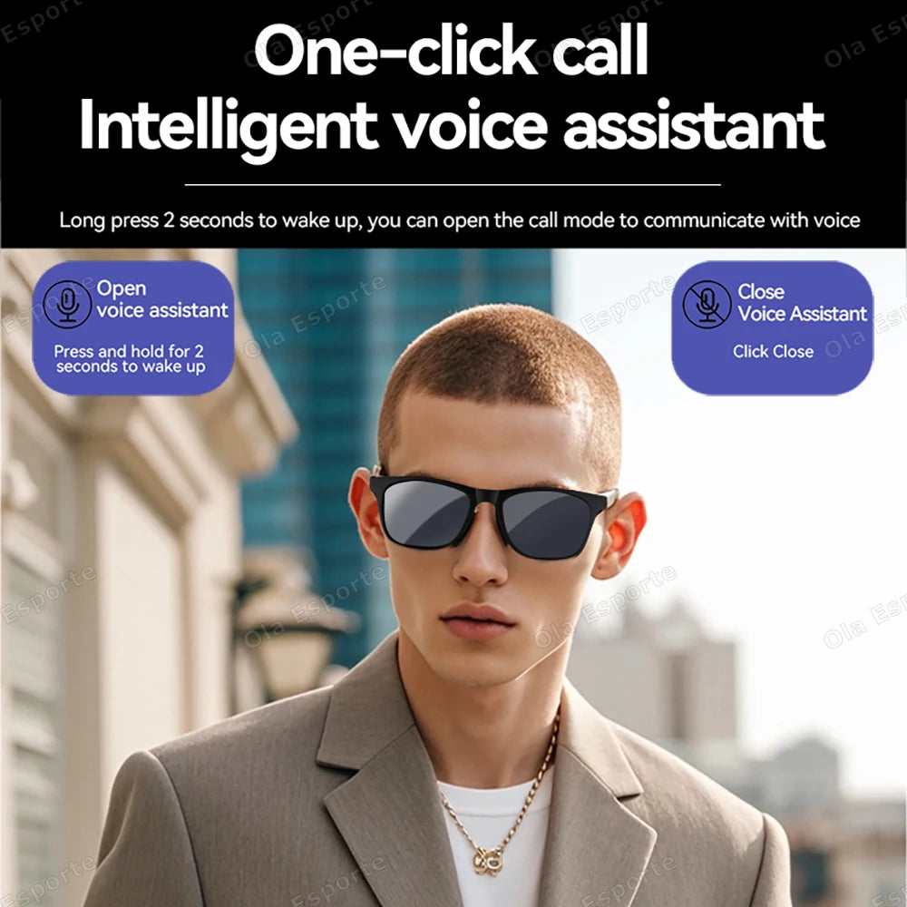 Ola deporte novos óculos inteligentes bluetooth chamada óculos de sol multi-funcional anti-luz azul óculos de sol sem fio fone de ouvido das mulheres dos homens