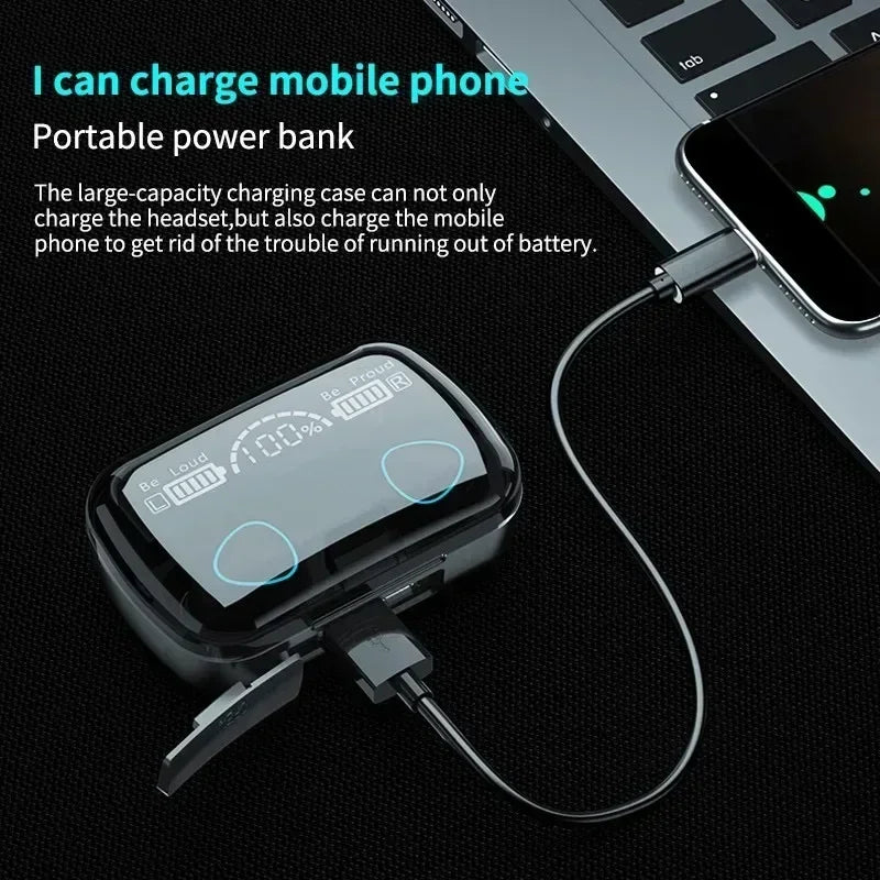 Original m10 fones de ouvido bluetooth sem fio earpods esportes estéreo com cancelamento ruído microfone alto-falante caixa de som gamer