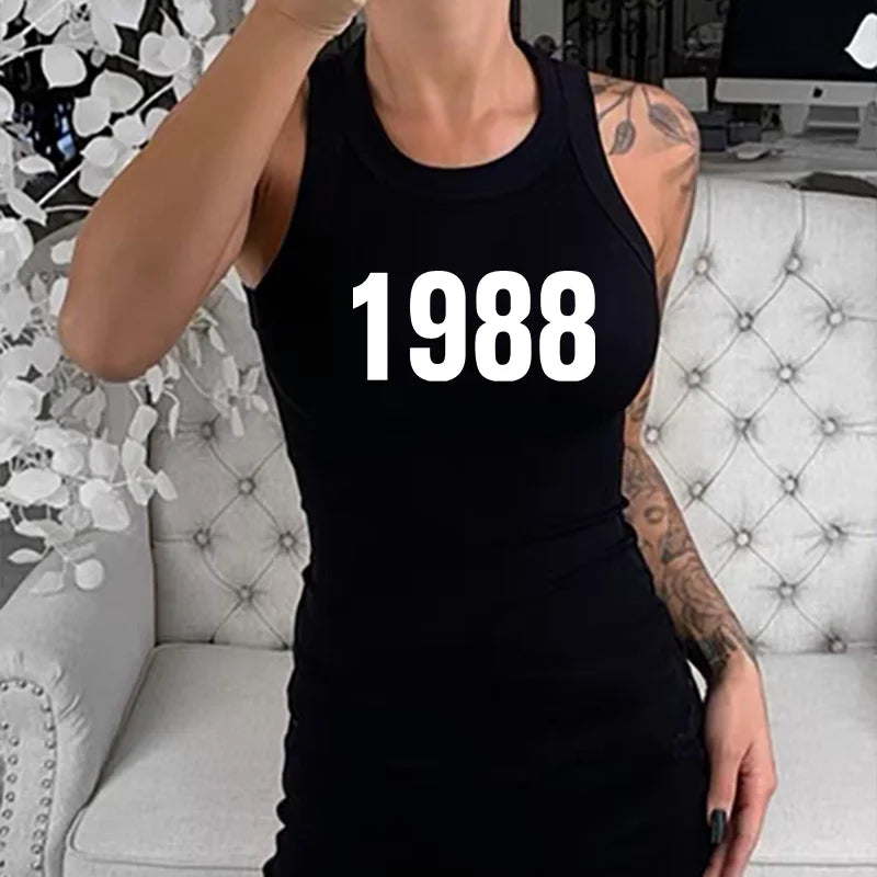 Tendências da moda americana simples impressão digital colete top verão