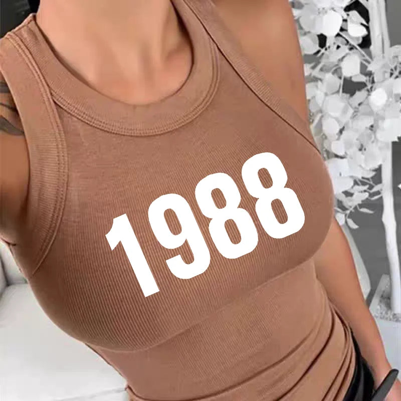 Tendências da moda americana simples impressão digital colete top verão