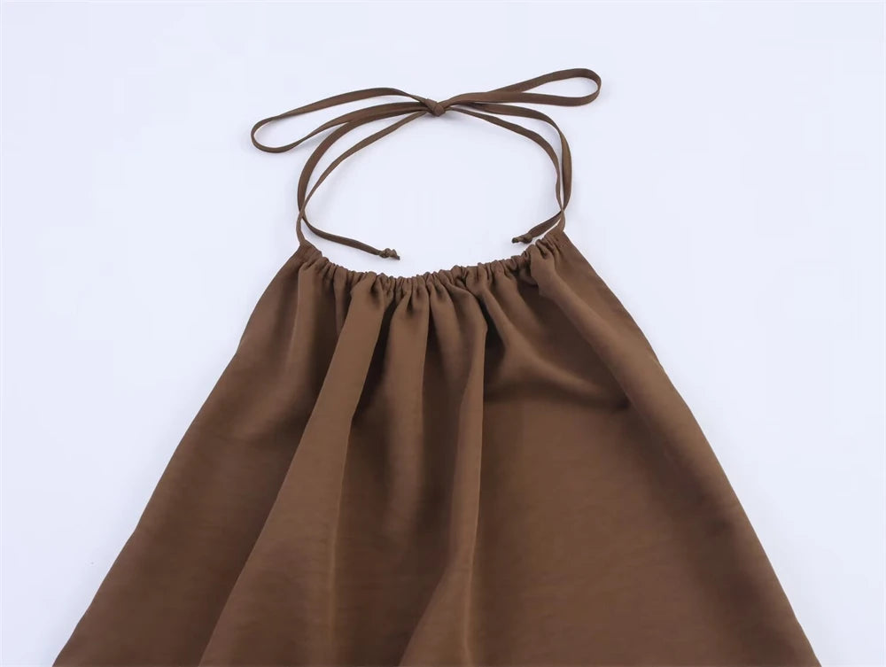 Vestido feminino 2025 nova moda verão vermelho halterneck sem costas vestidos para mulheres elegante chique senhoras vestido