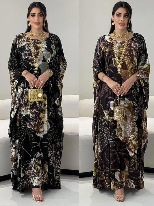 Vestido muçulmano para mulheres chiffon diamante festa abaya vestidos árabe longo robe marrocos dubai kaftan vestidos jalabiya ramadan eid