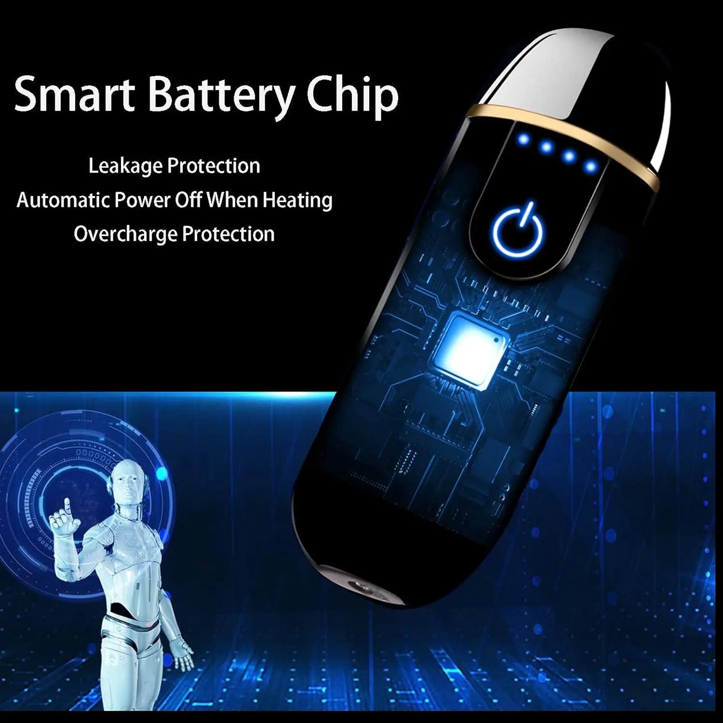 Isqueiro eletrônico inteligente – USB recarregável com carregamento cíclico – Acendimento por toque, à prova de vento, sem chama, com indicador de energia – Ideal para presente