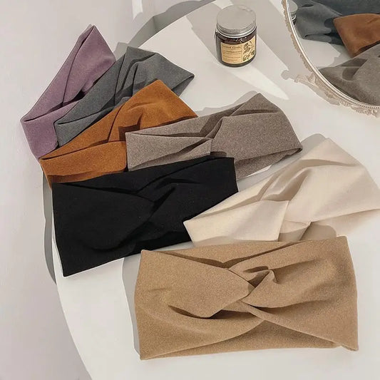 Borda larga das mulheres Cross Stretch Fabric Headband, Capacete da menina, Turbante, Bandagem, Acessórios de cabelo, Headwear, Outono, Inverno, Moda
