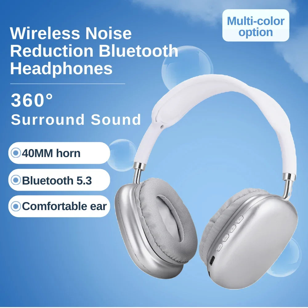 P9 Pro Air Max 5.1 Fones de ouvido sem fio Bluetooth com cancelamento de ruído Microfone Pods sobre a orelha Esporte Gaming Headset para qualquer telefone