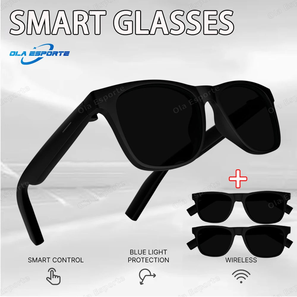 Ola deporte novos óculos inteligentes bluetooth chamada óculos de sol multi-funcional anti-luz azul óculos de sol sem fio fone de ouvido das mulheres dos homens