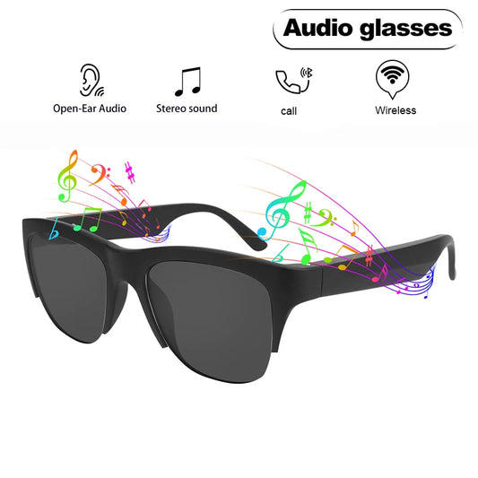Óculos inteligentes sem fio bluetooth óculos de sol microfone embutido alto-falantes toque & assistente de voz vidro compatível para homens