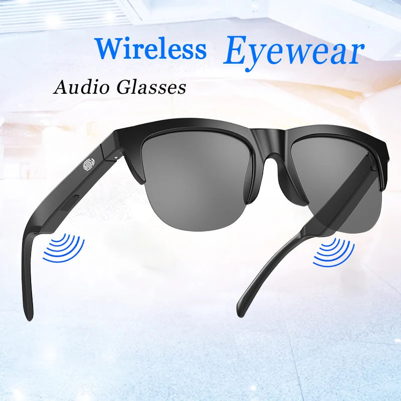Óculos inteligentes sem fio bluetooth óculos de sol microfone embutido alto-falantes toque & assistente de voz vidro compatível para homens