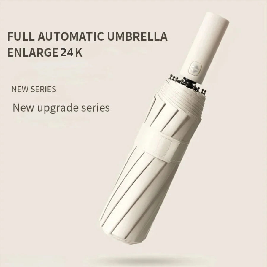 Guarda-chuva dobrável grande automático 106cm/41,73" – Reforçado 24K com proteção UV – À prova de vento e chuva, resistente e duráve