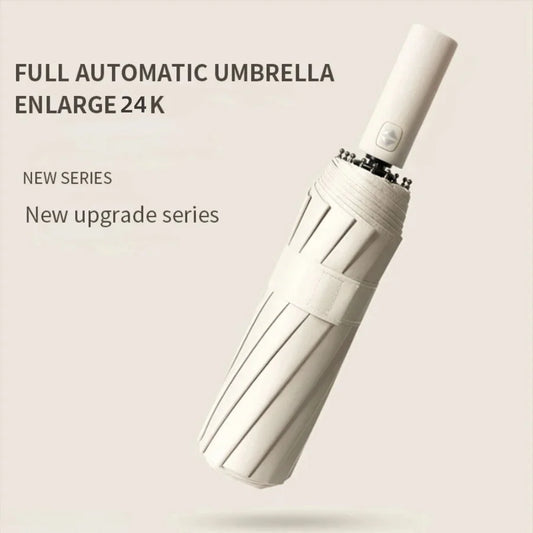 Guarda-chuva dobrável grande automático 106cm/41,73" – Reforçado 24K com proteção UV – À prova de vento e chuva, resistente e duráve