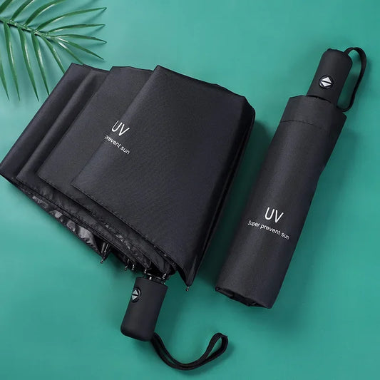Guarda-chuva automático dobrável mini – Proteção UV, resistente à chuva e ao sol – Portátil, leve e à prova de vento – Estilo moderno para mulheres, homens e crianças
